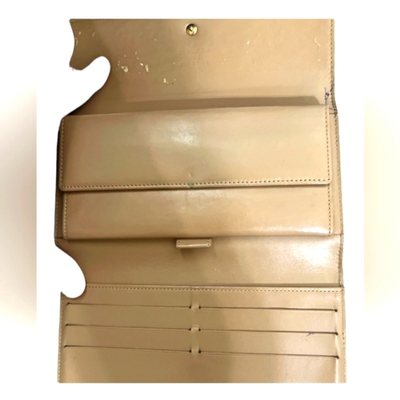 LOUIS VUITTON AUTHENTIC BRONZE GOLD VERNIS LEATHER WALLET w/ PURSE CHAIN  EUC - Picture 4 of 6